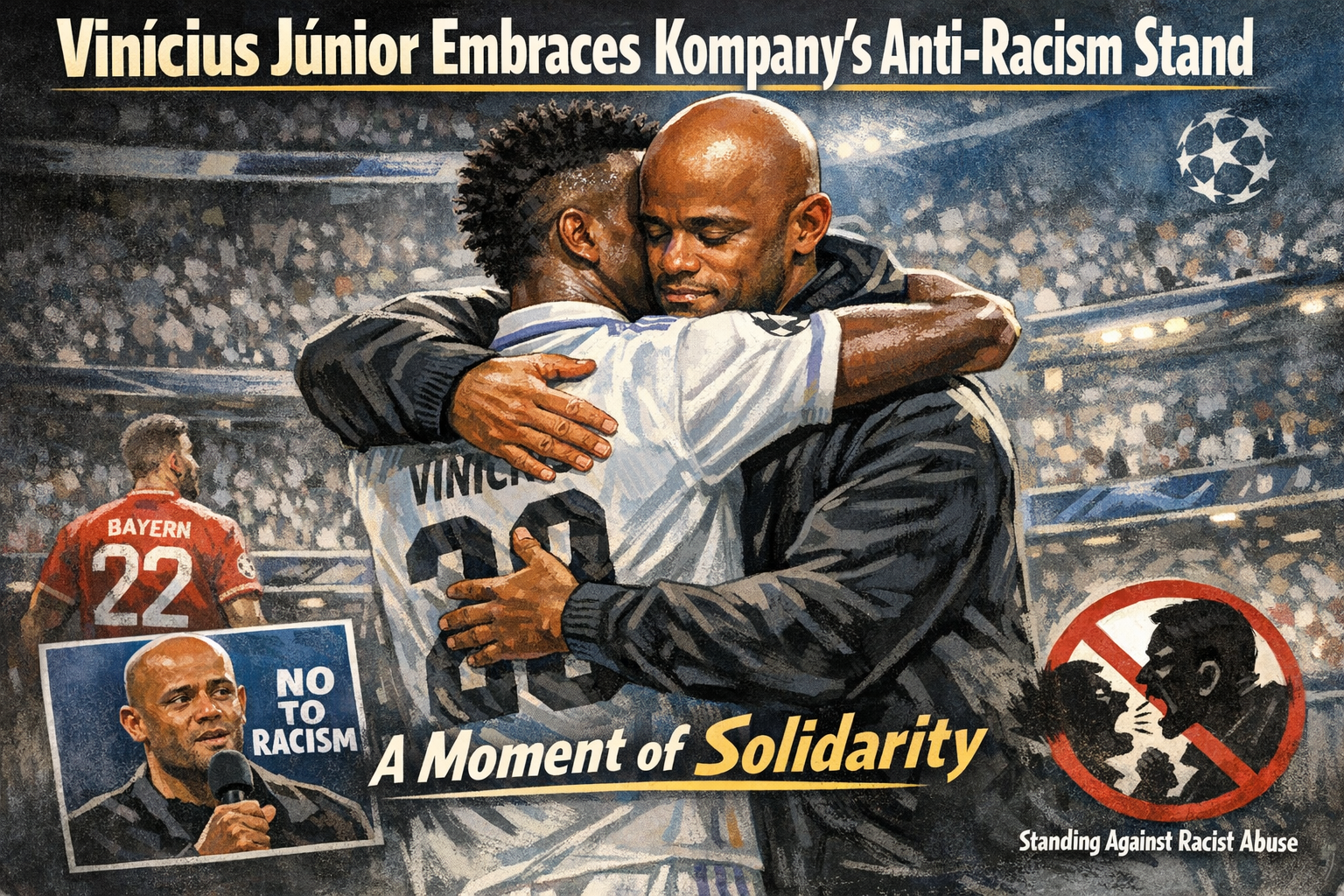 Vinícius Júnior Acknowledges Kompany's Anti-Racism Stand With a Public Embrace